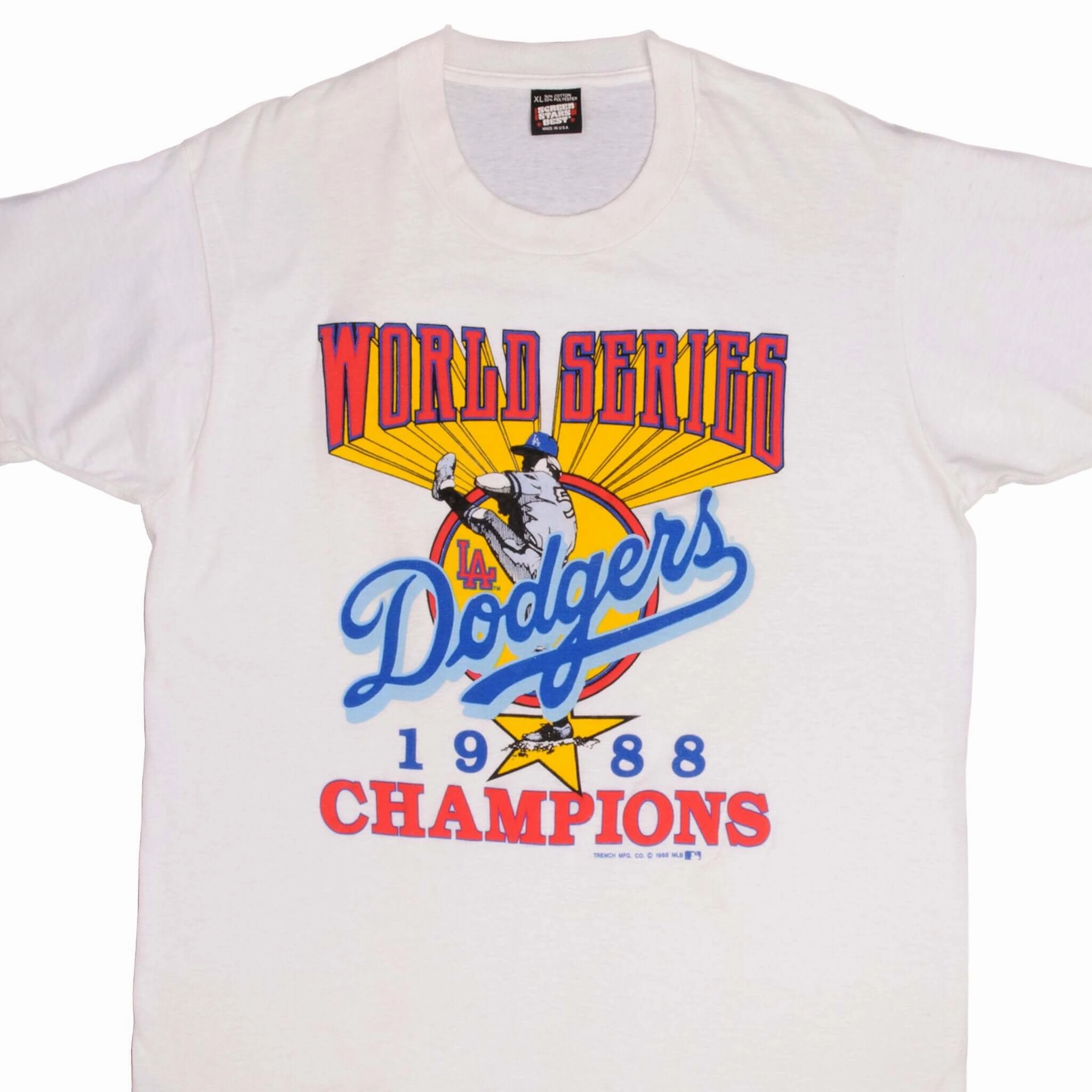 Comfort Wear Fit Pre Shrunk Fabric VINTAGE MLB LOS ANGELES DODGERS CHAMPIONS 1988 TEE SHIRT XL MADE USA