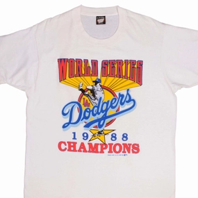 Comfort Wear Fit Pre Shrunk Fabric VINTAGE MLB LOS ANGELES DODGERS CHAMPIONS 1988 TEE SHIRT XL MADE USA