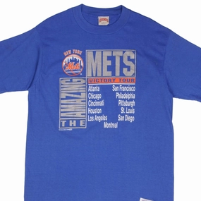 Relaxed Comfort Look Minimalist Look VINTAGE MLB NEW YORK METS TEE SHIRT VICTORY TOUR 1989 SIZE LARGE MADE IN USA