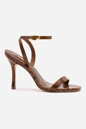 Open Sides Effortless Pair Veronina Sandal In Oud Python Embossed Leather