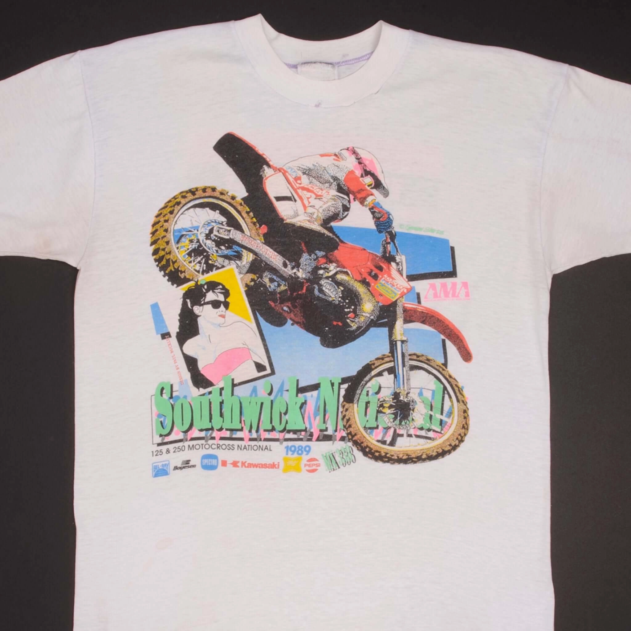 VINTAGE AMA MOTOCROSS SOUTHWICK NATIONAL 1989 TEE SHIRT MEDIUM MADE USA windproof Bright Color