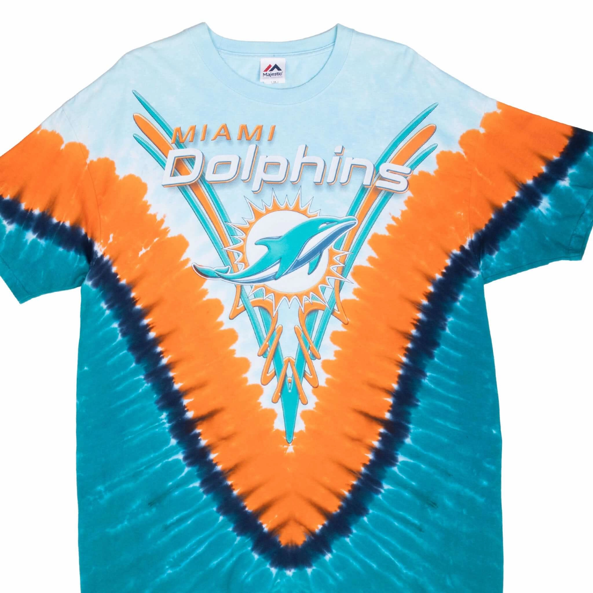 Daily Fashion Cozy Fit Design VINTAGE NFL MIAMI DOLPHINS TIE DYE TEE SHIRT XL 2000S