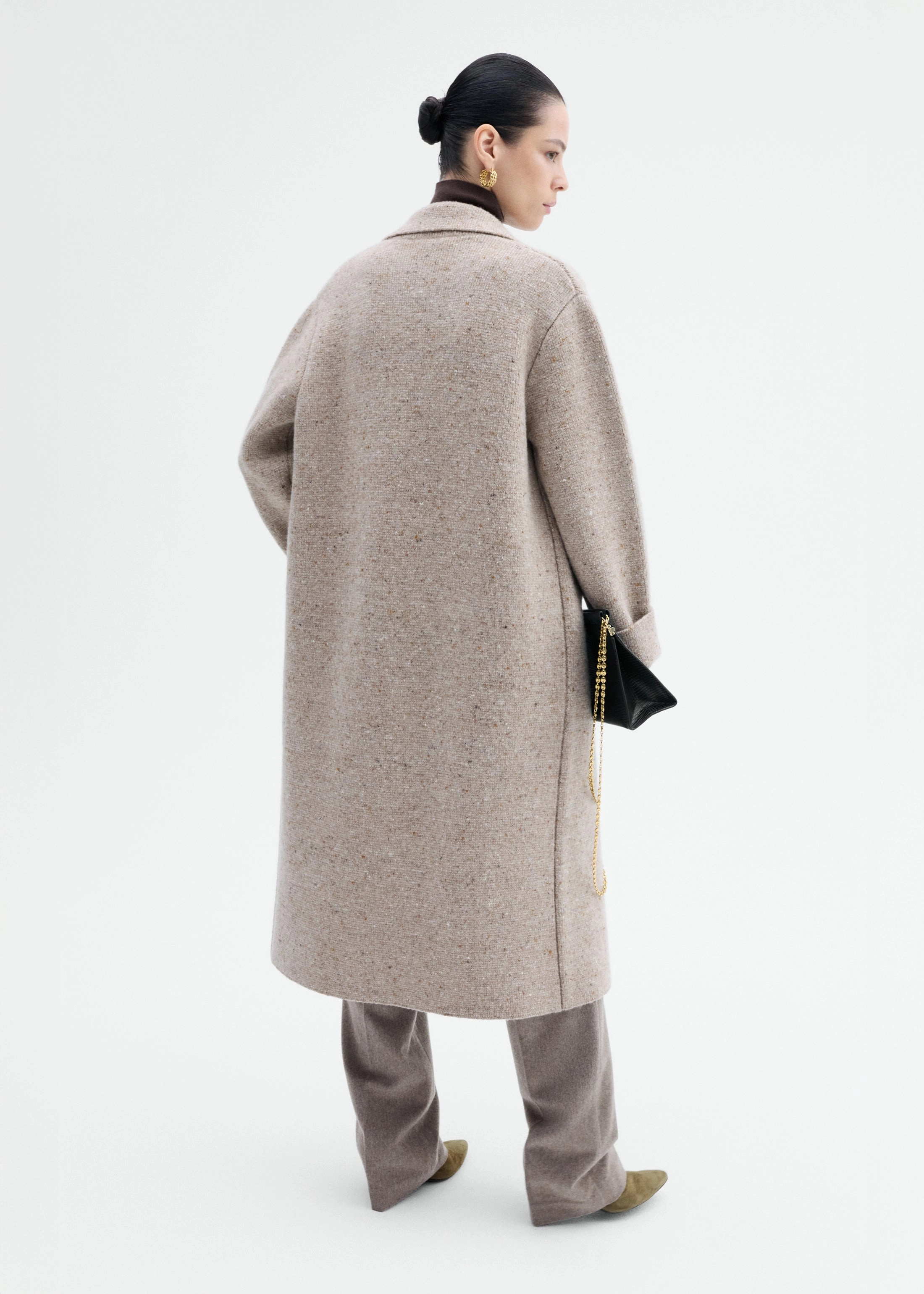 spring outfit Outdoor Adventure Sweater Coat in Wool Cashmere Tweed - Antelope