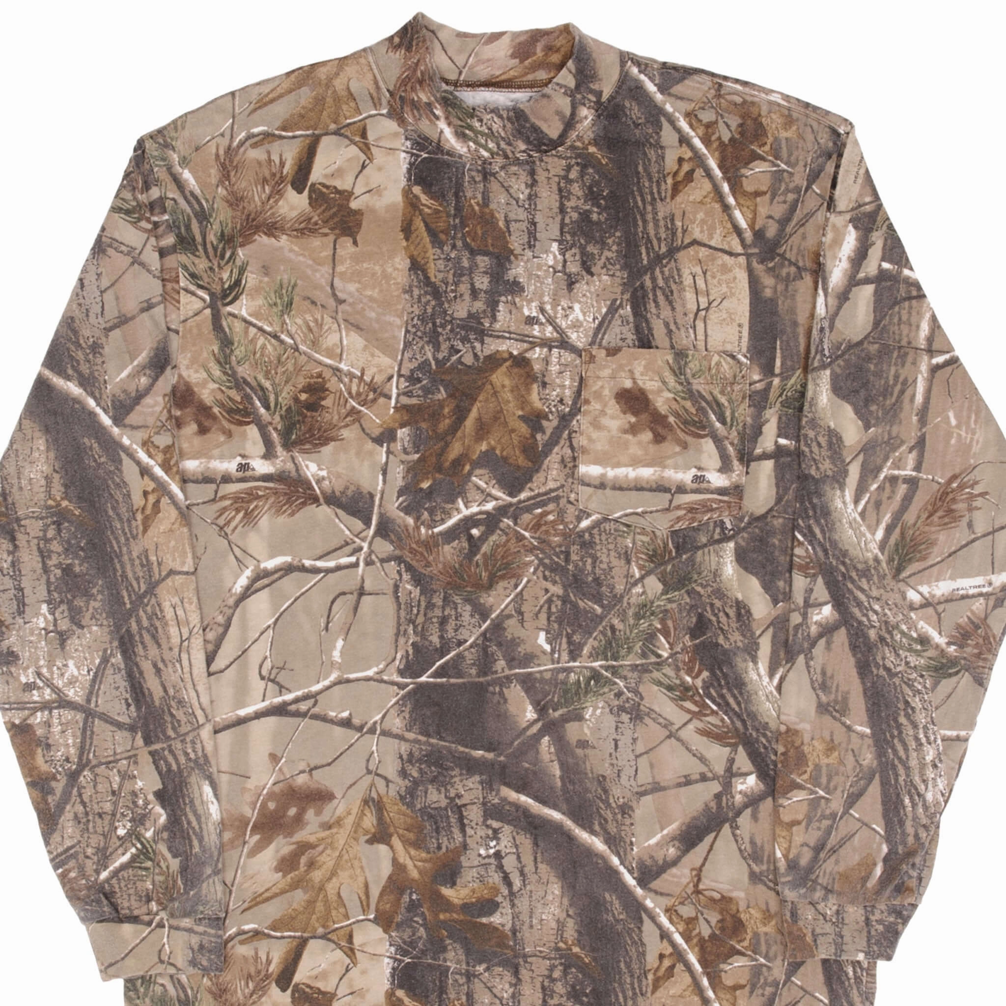 VINTAGE HUNTING REALTREE APHD CAMO LONGSLEEVE POCKET TURTLE NECK TEE SHIRT LARGE Chilly Day Wear