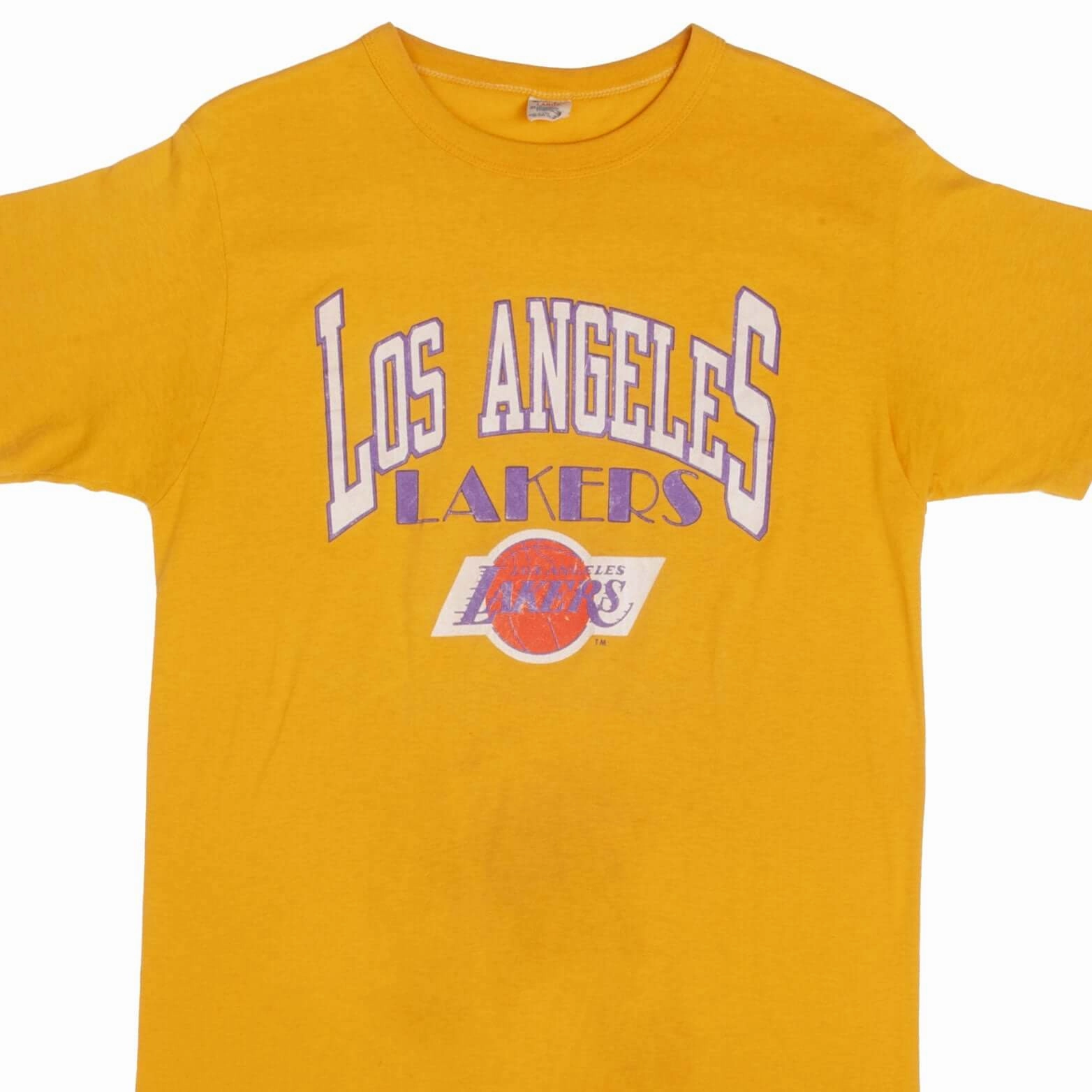 VINTAGE NBA LOS ANGELES LAKERS CHAMPION TEE SHIRT 1980S MEDIUM MADE IN USA Airflow Ventilation System Recycled Polyester Thread