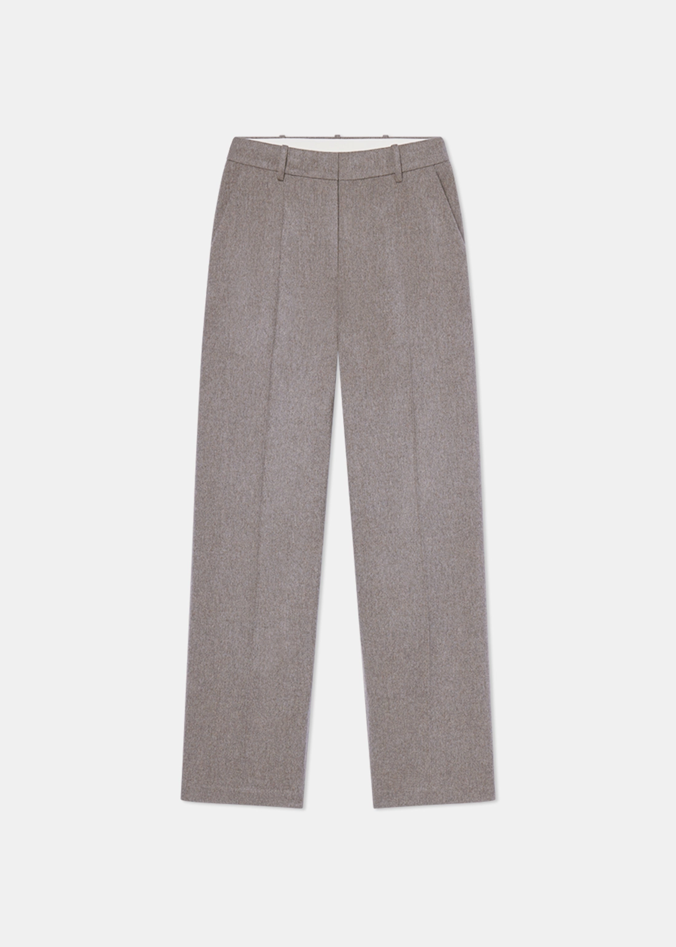 Fashionable Look Tailored Straight Pant in Wool Cashmere - Oatmeal
