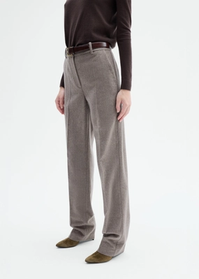 StaticDissipativeFabric Stylish Wear Tailored Straight Pant in Wool Cashmere - Oatmeal