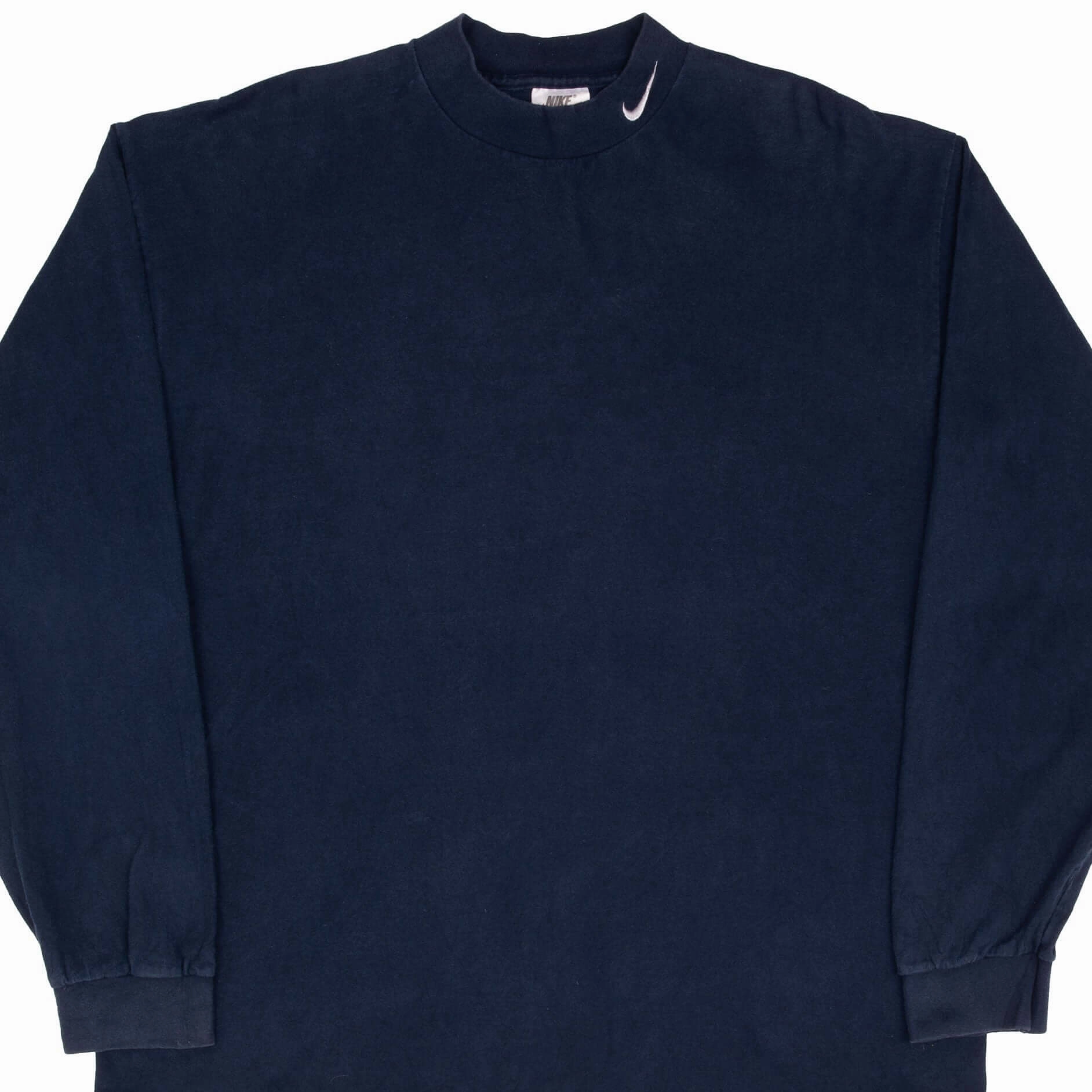 VINTAGE NIKE LONG SLEEVE TURTLE NECK NAVY BLUE TEE SHIRT 1990S XL MADE IN USA Breathable Fit Design Breathable Active Wear