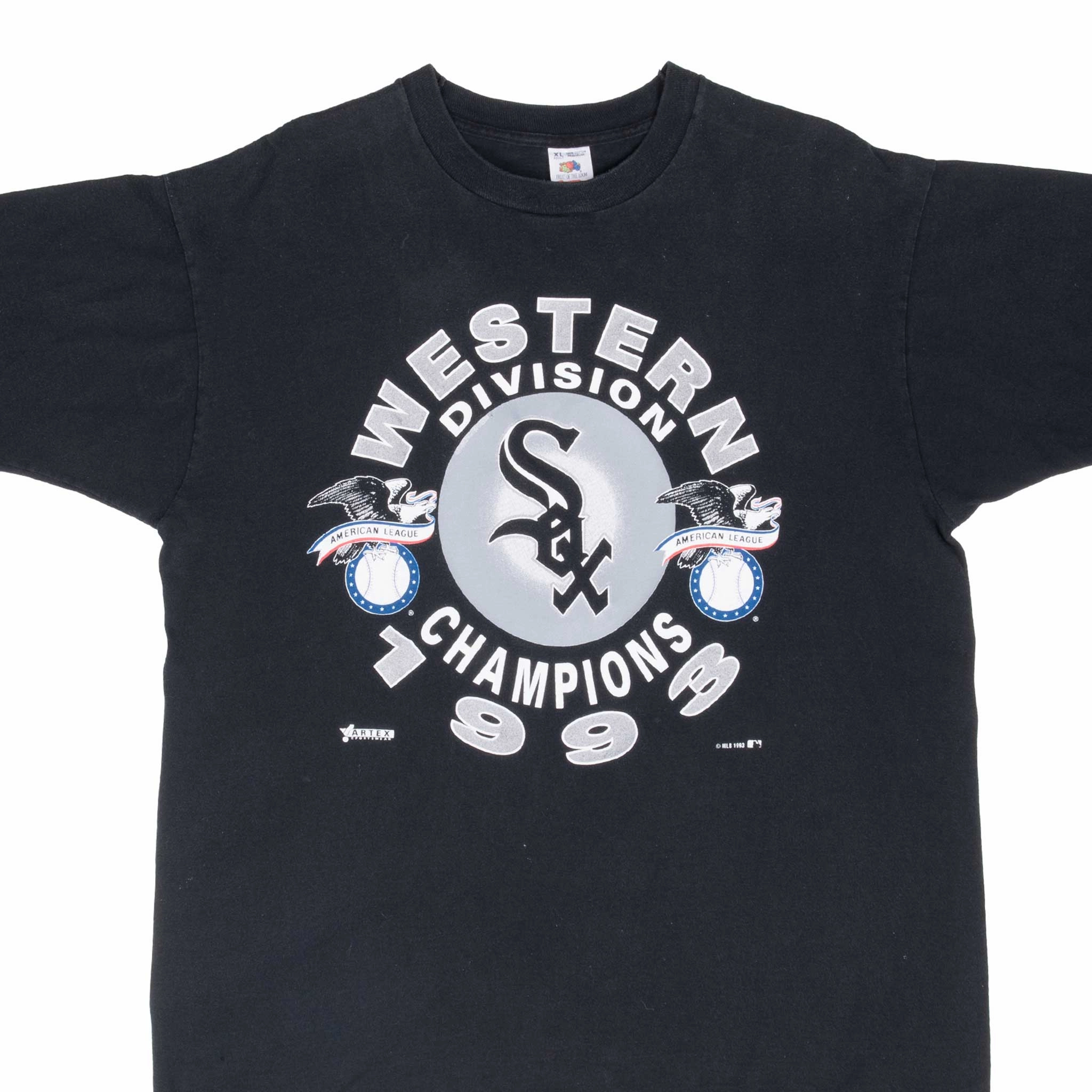 VINTAGE MLB CHICAGO WHITE SOX 1993 TEE SHIRT XL MADE IN USA Self Fabric Tape Water Based Ink