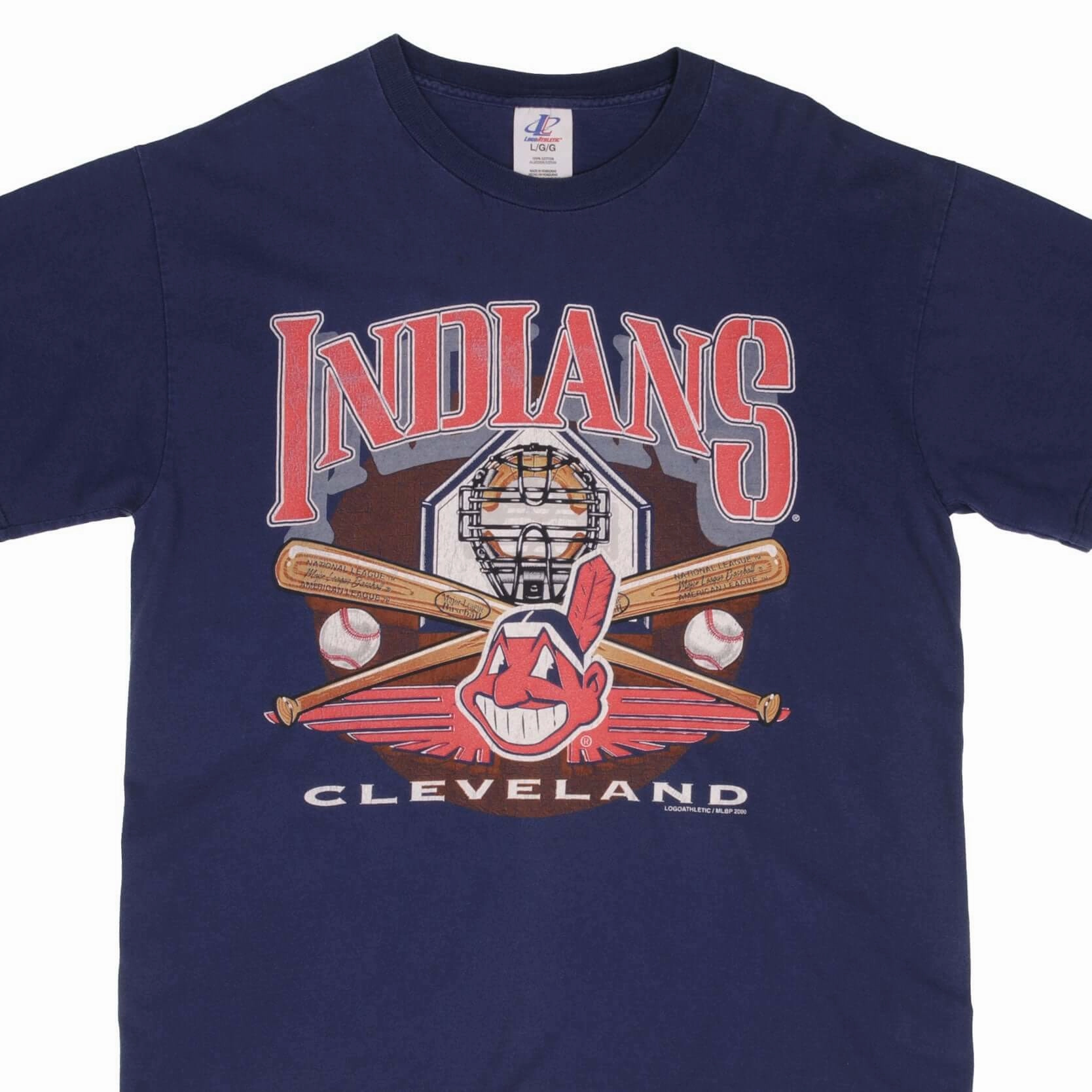 VINTAGE MLB CLEVELAND INDIANS 2000 TEE SHIRT SIZE LARGE MoistureWickingFabric