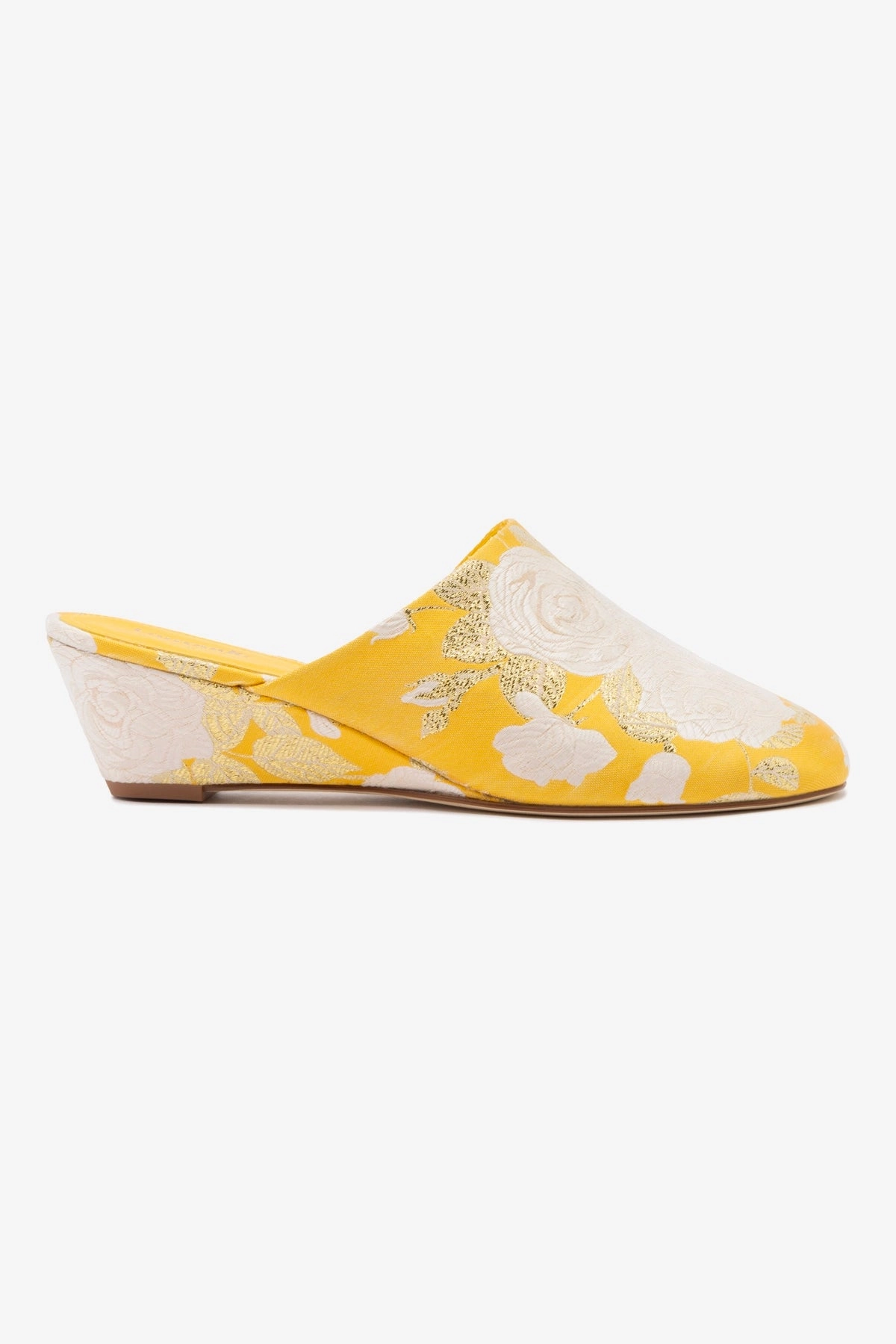 Larroud?? x Markarian Venice Wedge In Yellow Floral Brocade Breathable Design