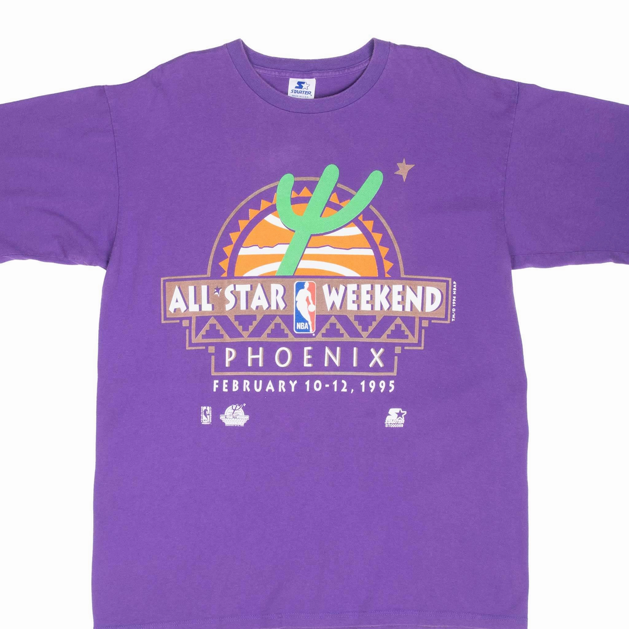 VINTAGE NBA PHOENIX SUNS ALL STAR WEEKEND 1995 PURPLE TEE SHIRT LARGE MADE USA Non Irritating Seams Breathable Performance