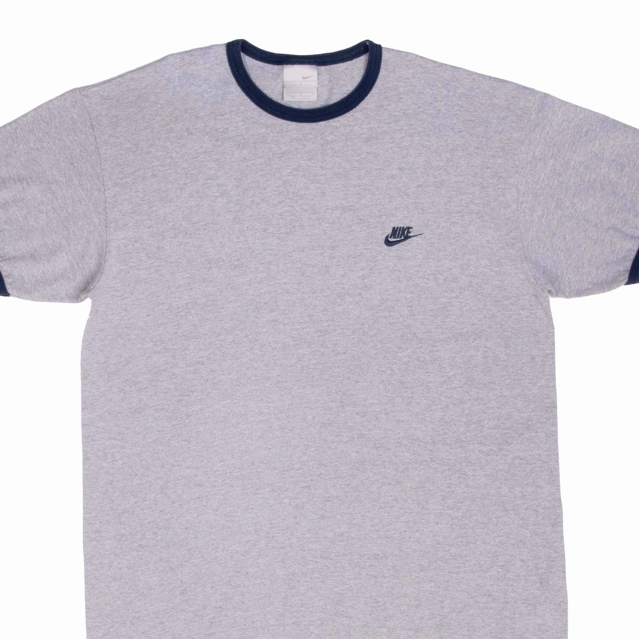 Crew neck classic VINTAGE NIKE CLASSIC SWOOSH GREY TEE SHIRT 2000S LARGE