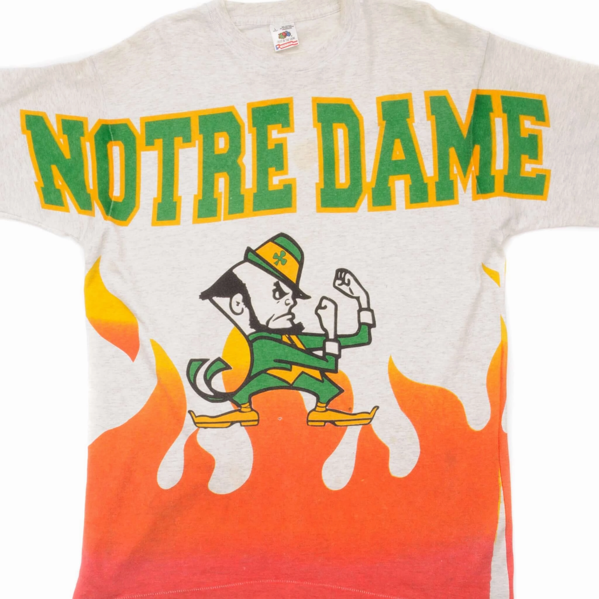 Sun Protection VINTAGE ALL OVER PRINT UNIVERSITY OF NOTRE DAME TEE SHIRT 90s SIZE LARGE MADE IN USA