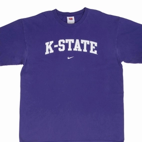 VINTAGE NIKE NCAA KANSAS STATE PURPLE TEE SHIRT 2000S LARGE Glossy Look