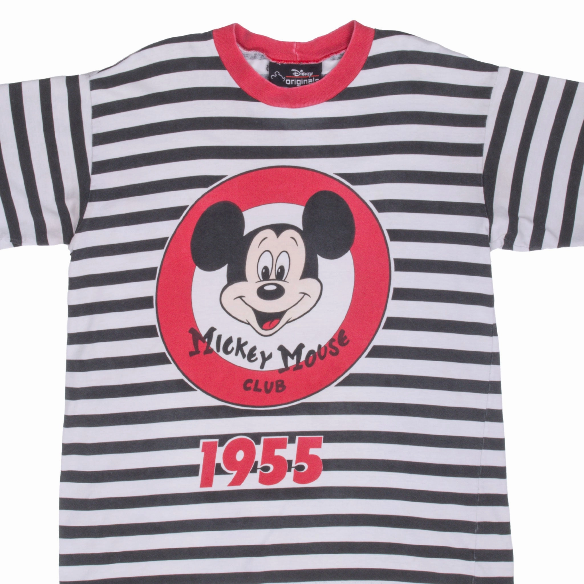 Cozy Flex OekoTexCertified VINTAGE DISNEY MICKEY MOUSE CLUB 1955 STRIPPED TEE SHIRT 1990S LARGE