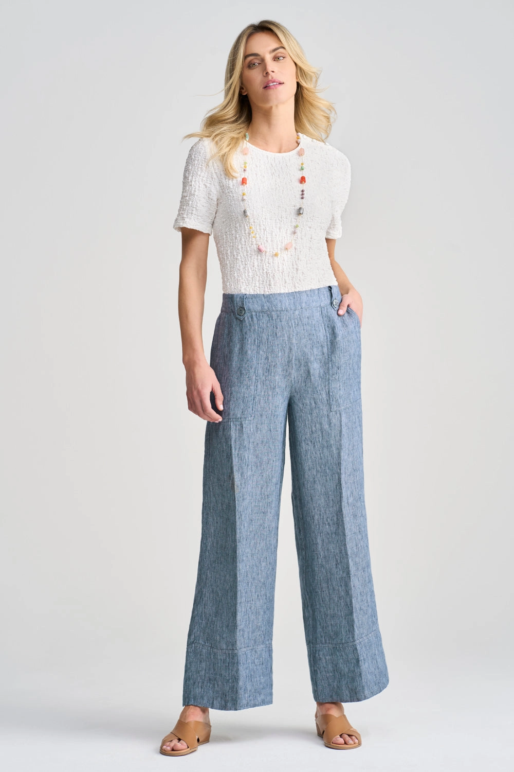 Twill Hemp Linen Pant - Indigo Twill SoftCottonBlend Flexible Motion