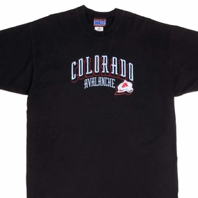 VINTAGE NHL COLORADO AVALANCHE 1990S TEE SHIRT SIZE XL polo neck Drip Dry Fabric
