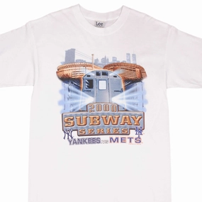 VINTAGE MLB NEW YORK NY YANKEES VS METS SUBWAY SERIES TEE SHIRT 2000 SIZE LARGE Light and Soft