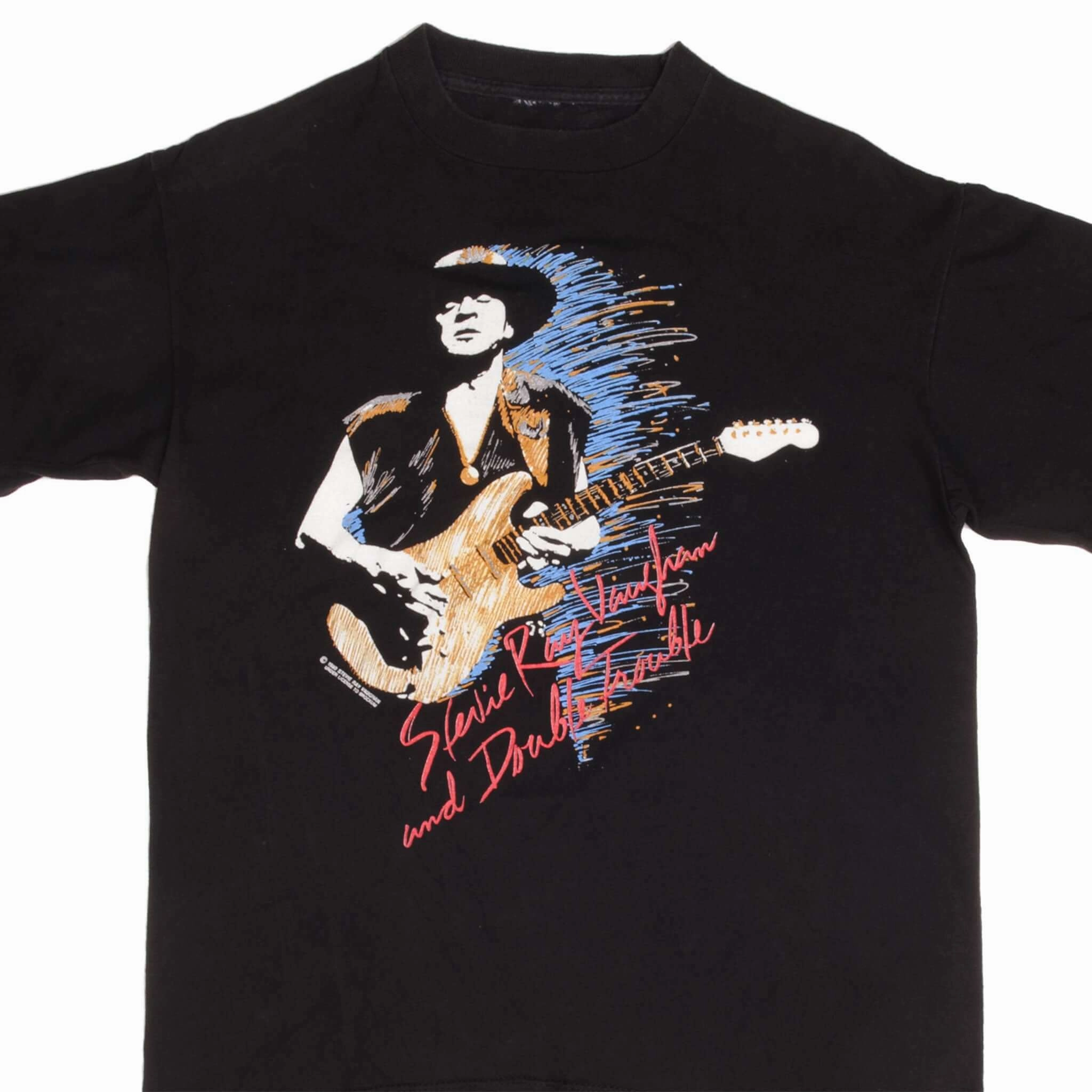Hypoallergenic Textile VINTAGE STEVIE RAY VAUGHAN AND DOUBLE TROUBLE 1990 TEE SHIRT LARGE MADE USA