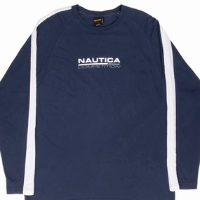 VINTAGE NAUTICA COMPETITION BLUE LONG SLEEVE TEE SHIRT 2000S LARGE PreShrunkCotton