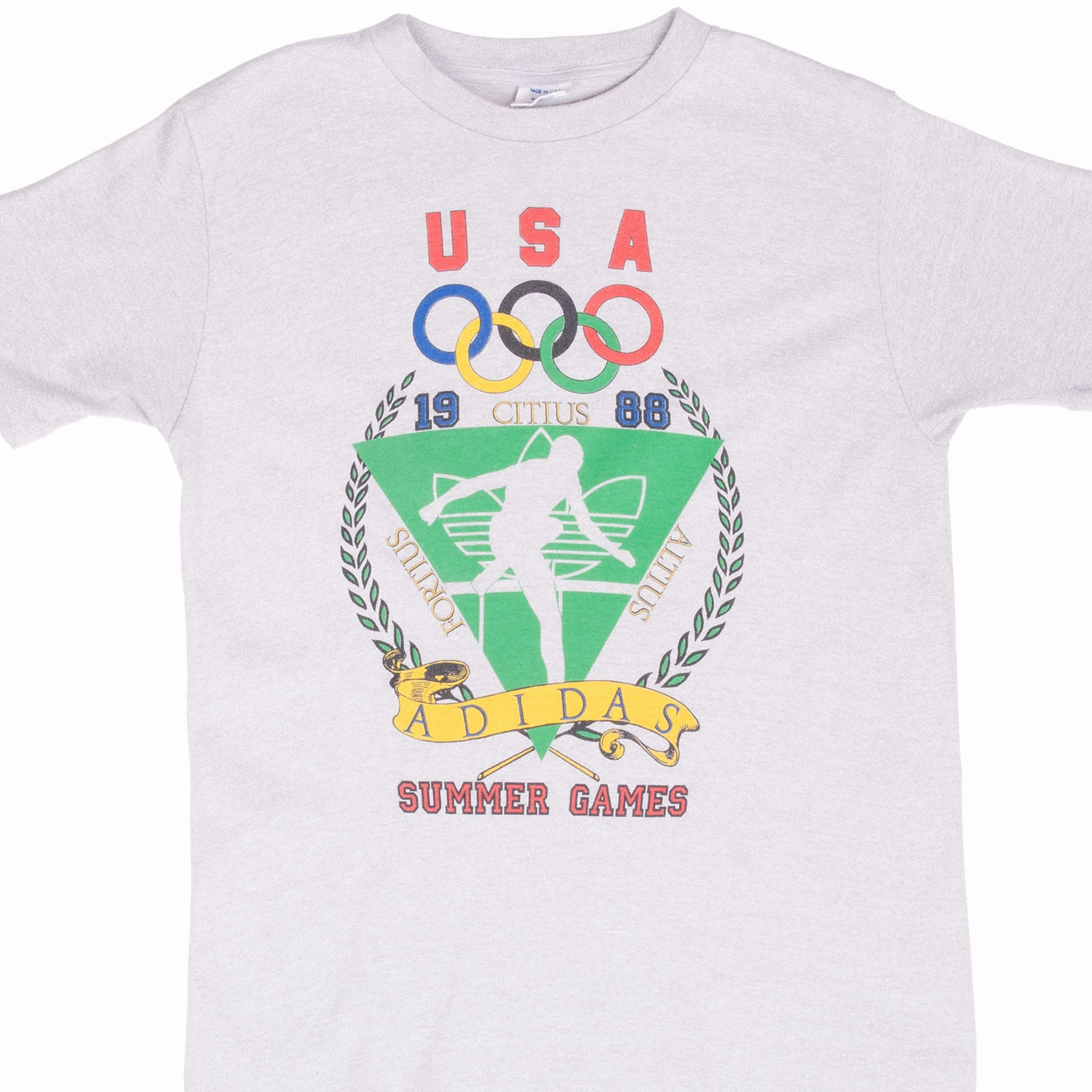 VINTAGE ADIDAS 1988 OLYMPIC GAMES TEAM USA TEE SHIRT SMALL MADE IN USA Minimalistic Wear Skin Friendly Lining
