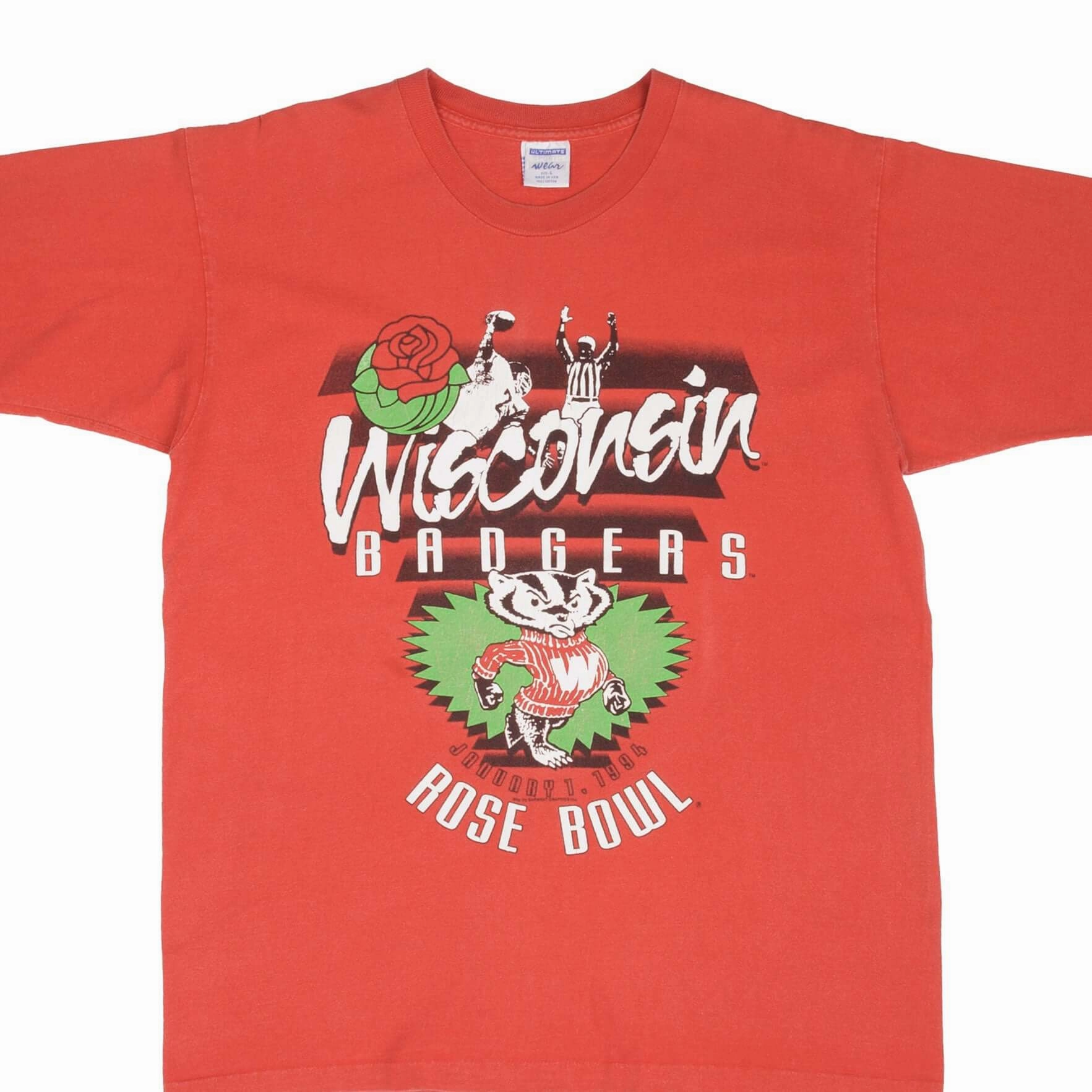 VINTAGE NCAA WISCONSIN BADGERS ROSE BOWL 1994 TEE SHIRT SIZE LARGE MADE IN USA Outdoor Adventure crew neck
