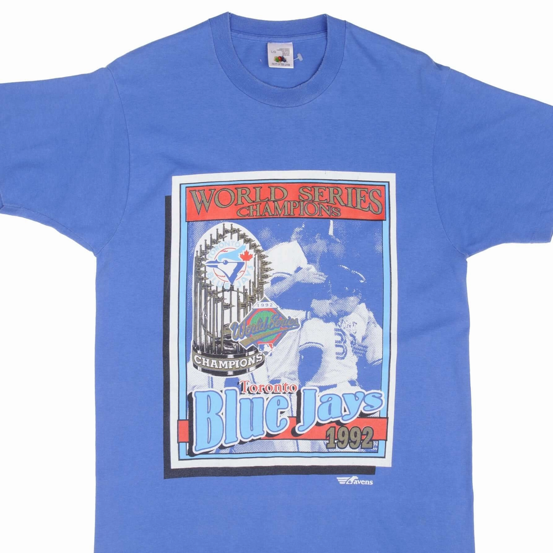 VINTAGE MLB TORONTO BLUE JAYS WORLD CHAMPIONS 1992 TEE SHIRT MEDIUM MADE CANADA Durable Knitwear Minimal Comfort Style