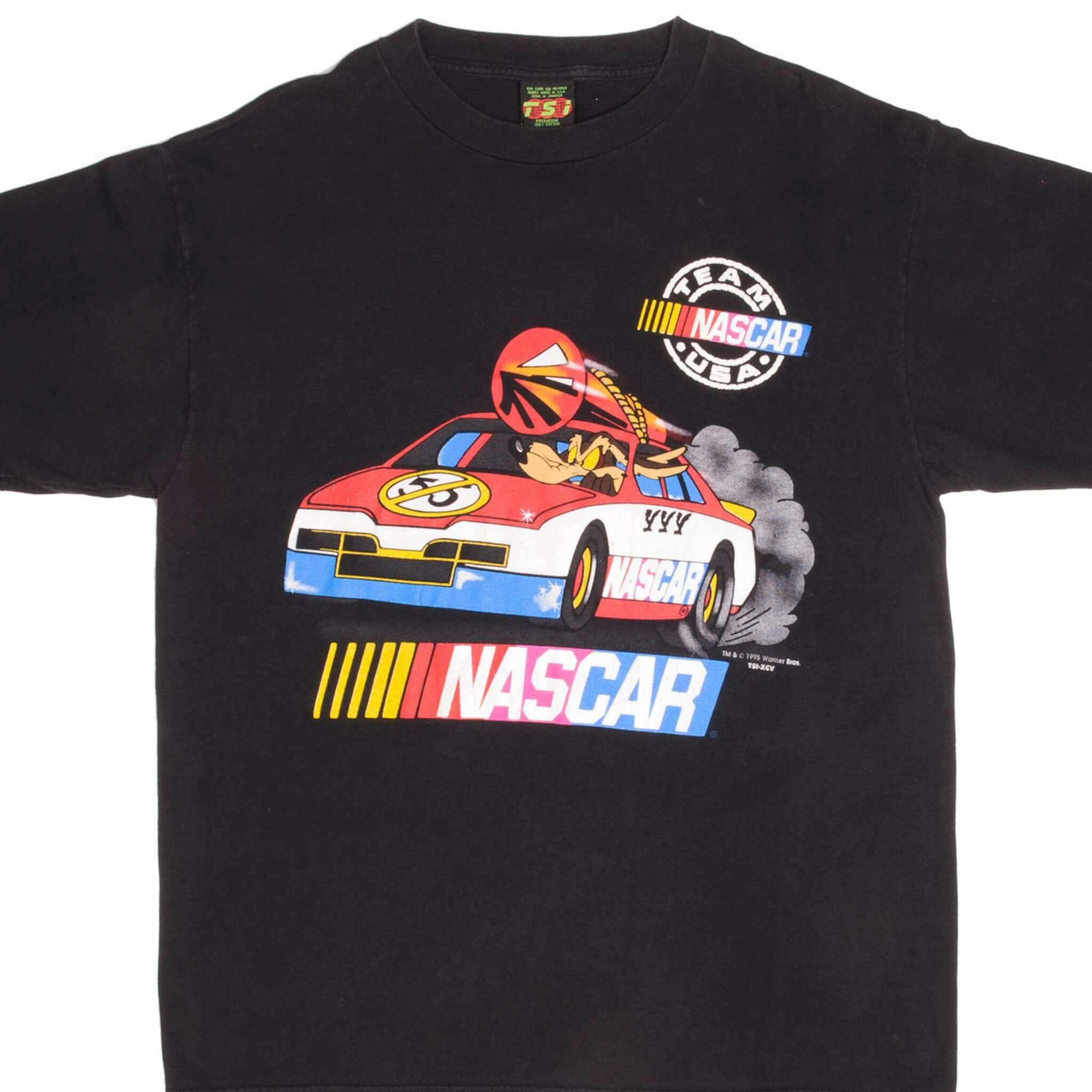 VINTAGE NASCAR LOONEY TUNES VIL COYOTE 1995 TEE SHIRT SIZE XL QuickDry OversizedSilhouette