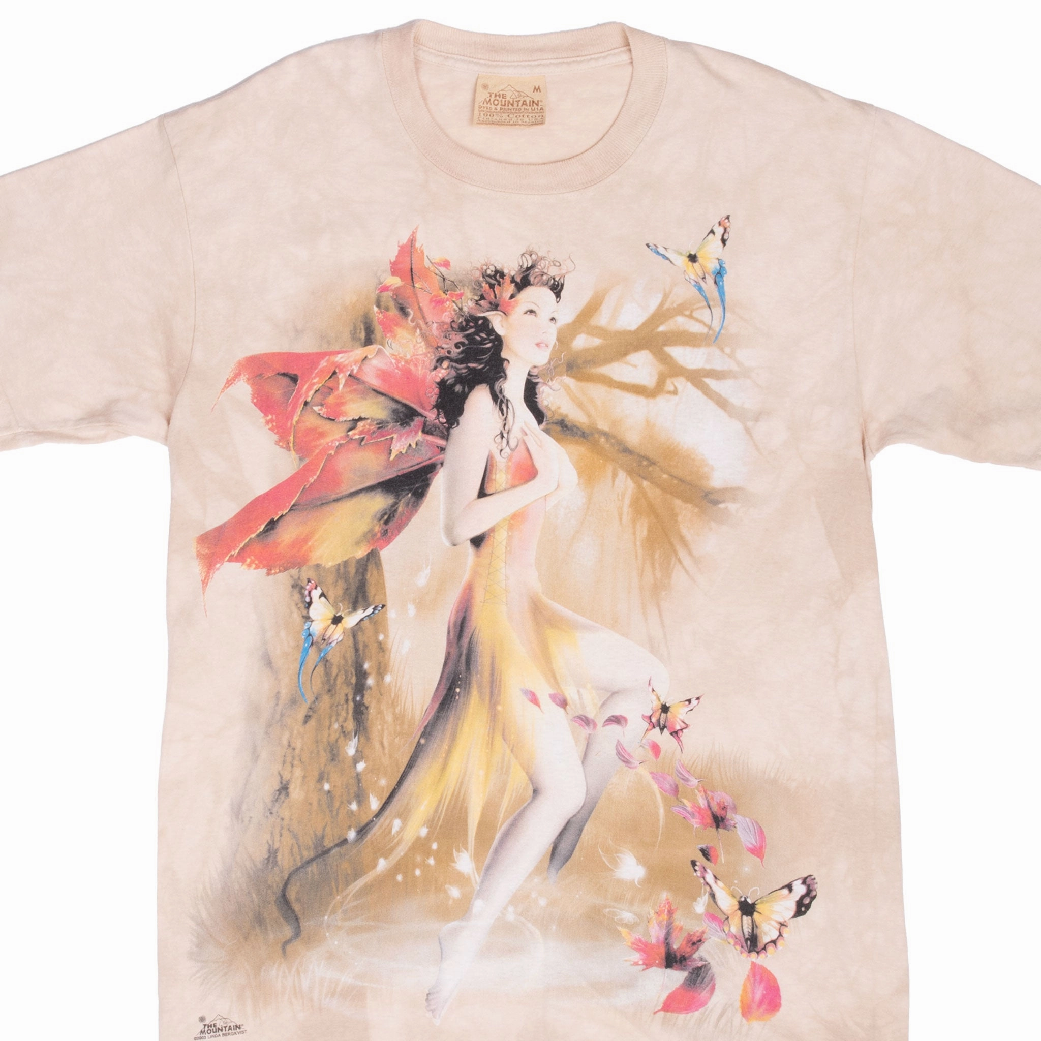 Quick-Dry Fabric VINTAGE THE MOUNTAIN LINDA BERGKVIST ELF FAIRY TIE DYE TEE SHIRT 2003 MEDIUM