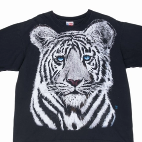 Weekend Comfort Quick Dry Fabric VINTAGE ANIMAL PRINT WHITE TIGER 1992 TEE SHIRT XL MADE IN USA