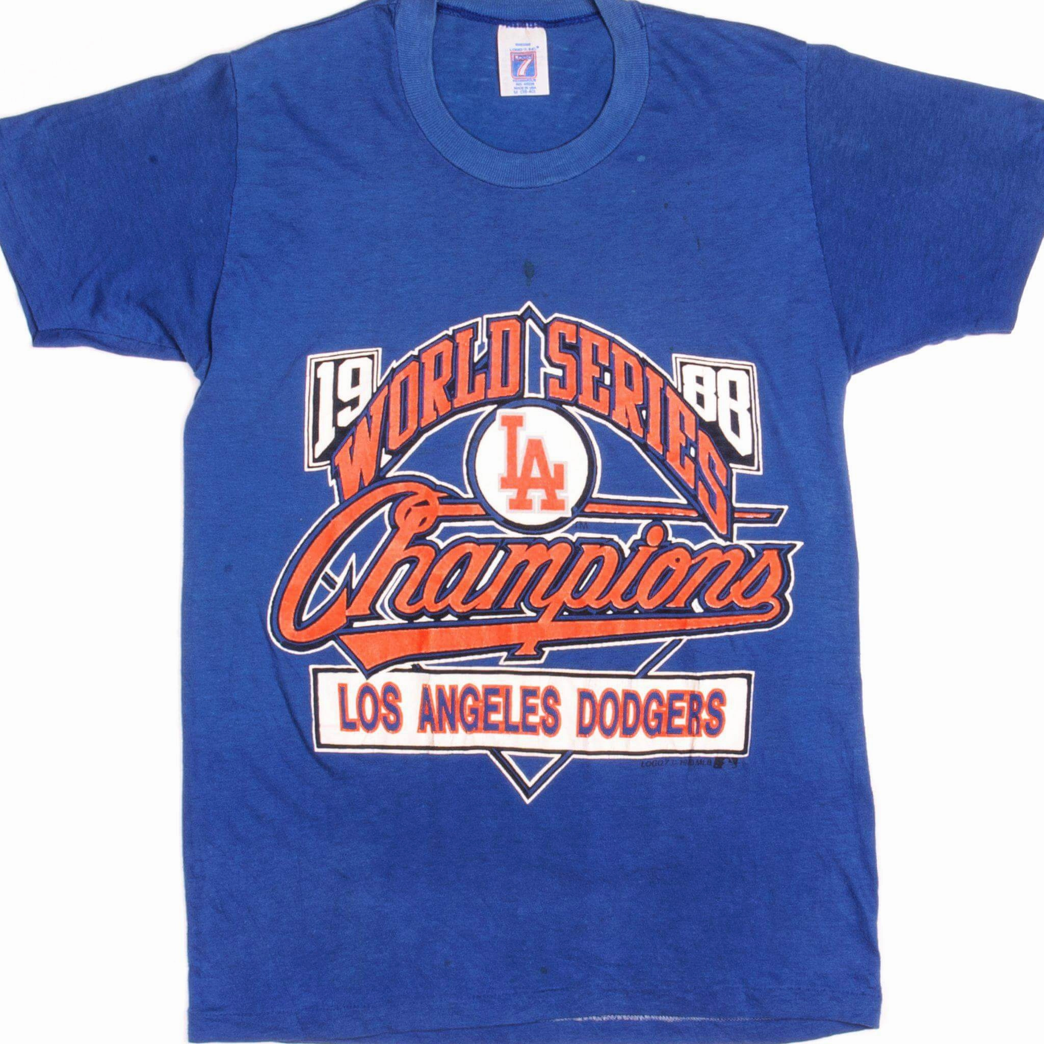 VINTAGE MLB LOS ANGELES DODGERS WORLD CHAMPIONS TEE SHIRT 1988 SMALL MADE USA Essential Piece Value for Money