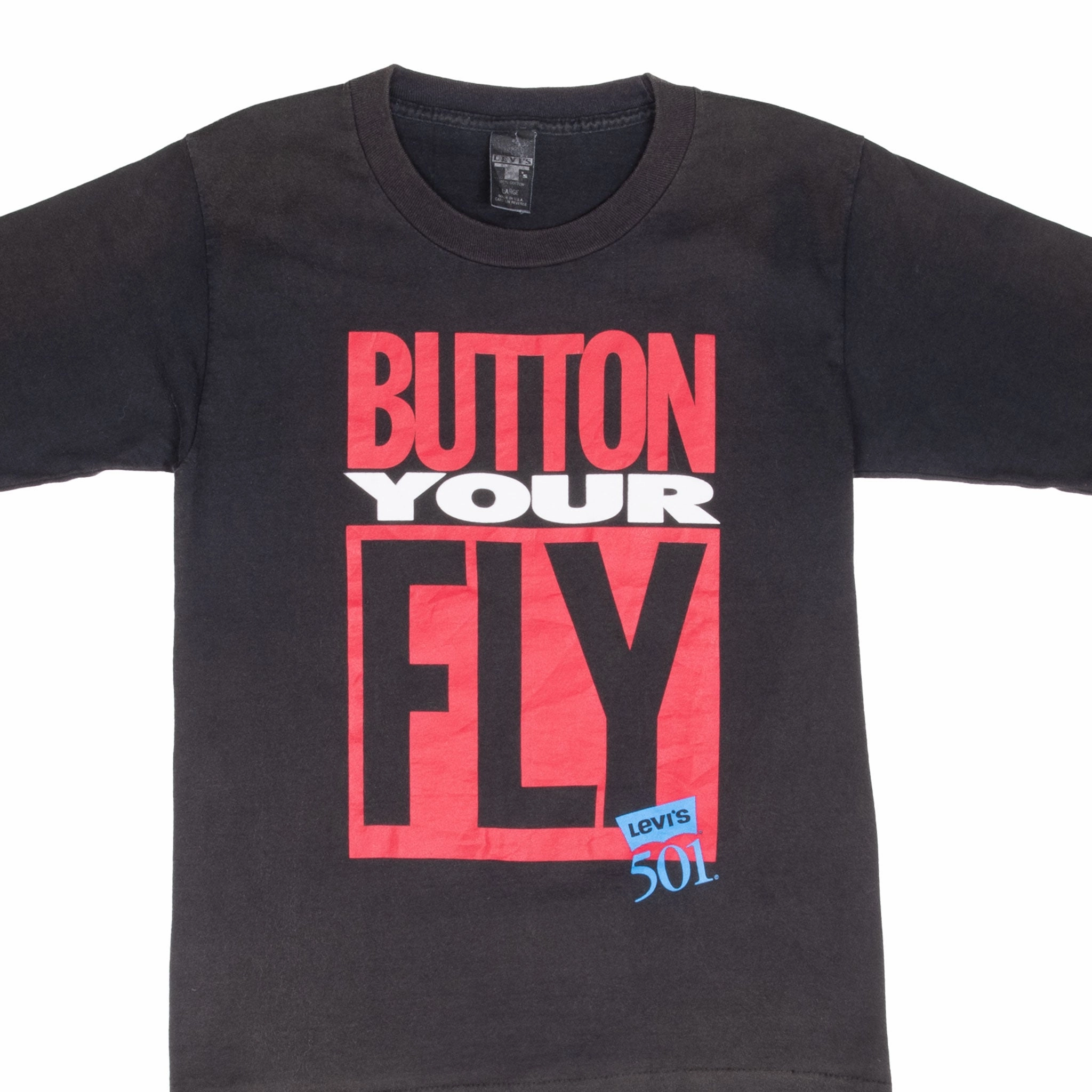 Versatile Wear VINTAGE LEVIS 501 BLACK TEE SHIRT 1980S SIZE SMALL MADE IN USA