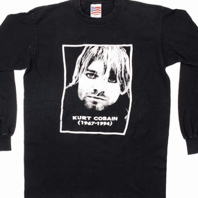 VINTAGE KURT COBAIN LONG SLEEVES TEE SHIRT 1990s SIZE MEDIUM MADE IN USA Cozy Waistband Wrinkle Resistant Material