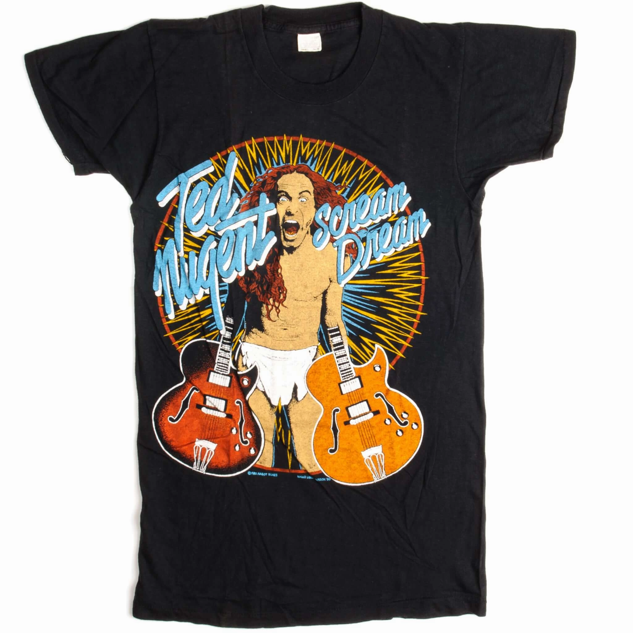 VINTAGE TED NUGENT WANGO TANGO TOUR TEE SHIRT 1980 SIZE XS MADE IN USA Breathable mesh