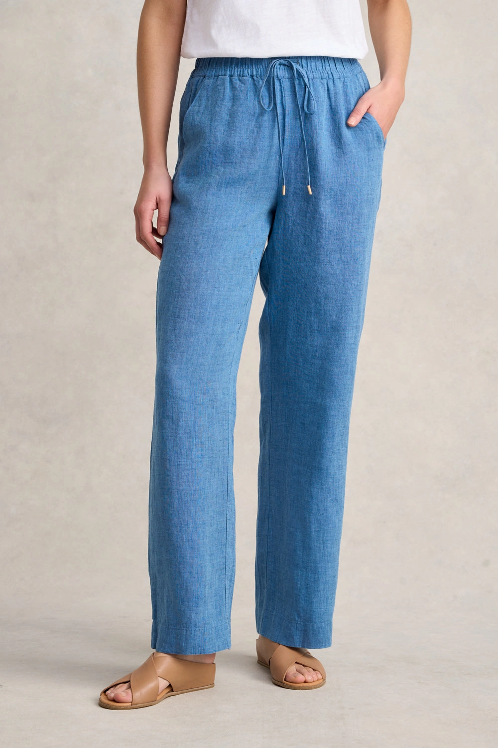 Wide Leg Full Length Pant ?C Denim Chambray BreathableFabric ExpandableSidePanels