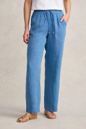 Wide Leg Full Length Pant ?C Denim Chambray BreathableFabric ExpandableSidePanels