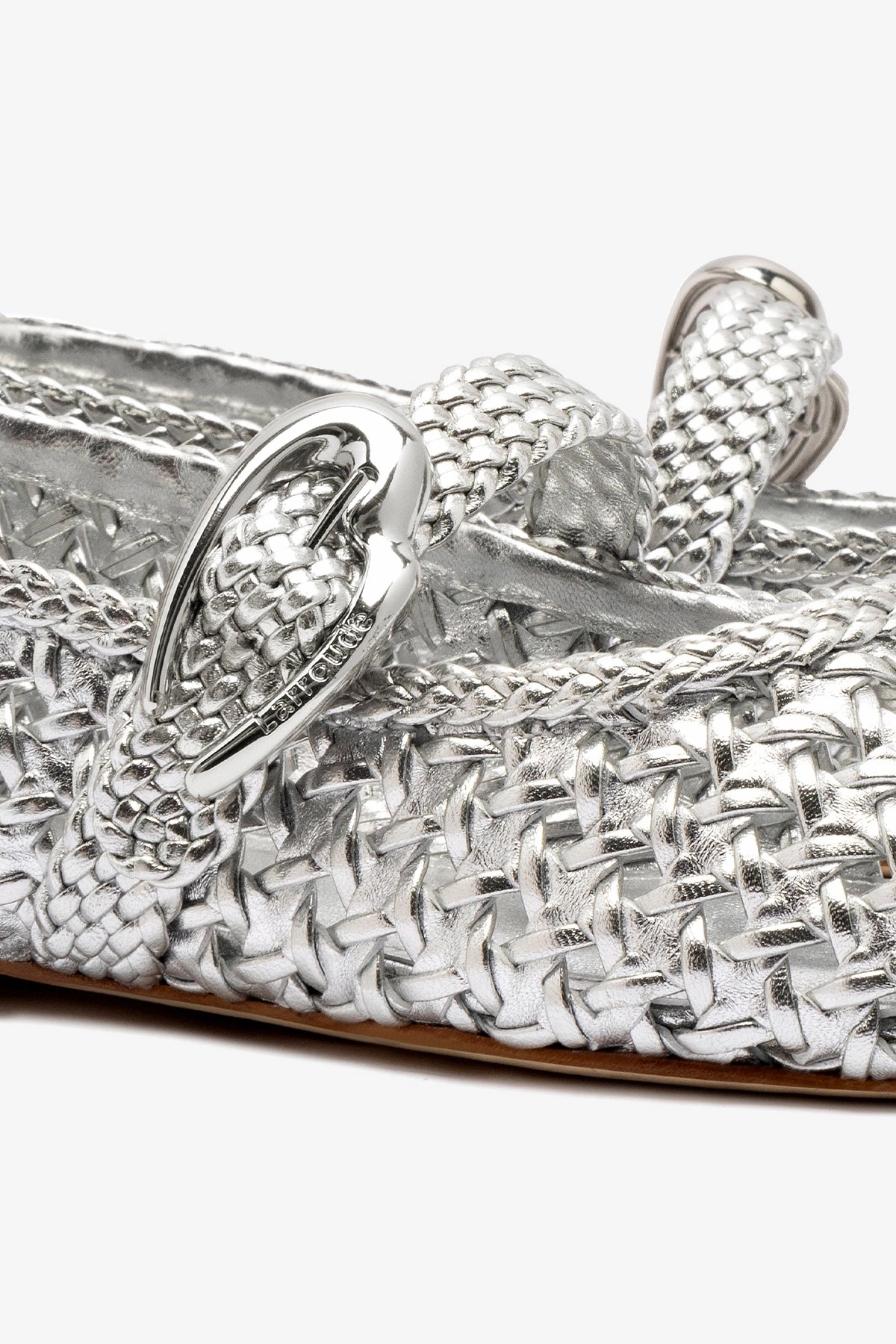 Verona Macrame Ballet Flat In SIlver Metallic Leather Comfortable Everyday Wear Everyday Footwear