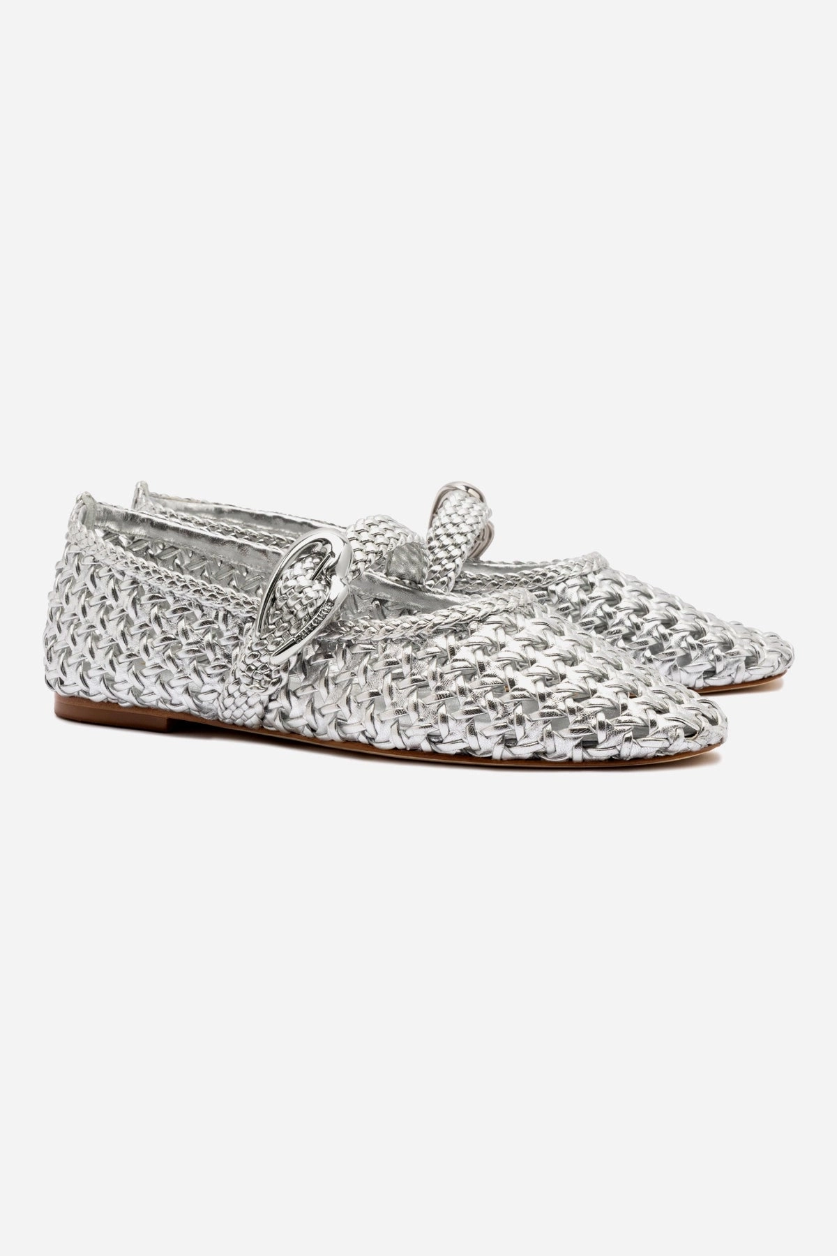 Relaxing Footwear Verona Macrame Ballet Flat In SIlver Metallic Leather