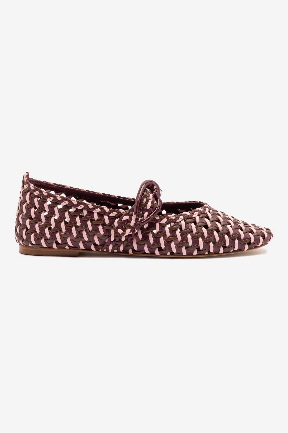 Verona Macrame Ballet Flat In Wine, Tulip and Burnt Umber Leather Toe Cap