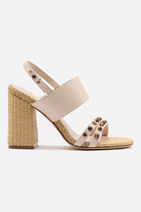 Chloe Gosselin by Larroud?? Margot Sandal In Puff Cream Leather and Natural Raffia City Cool Reinforced toe