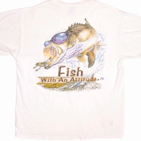 VINTAGE G. LOOMIS FISH WITH AN ATTITUDE TEE SHIRT 90s SIZE XL Breathable Performance Wear Modern Fit