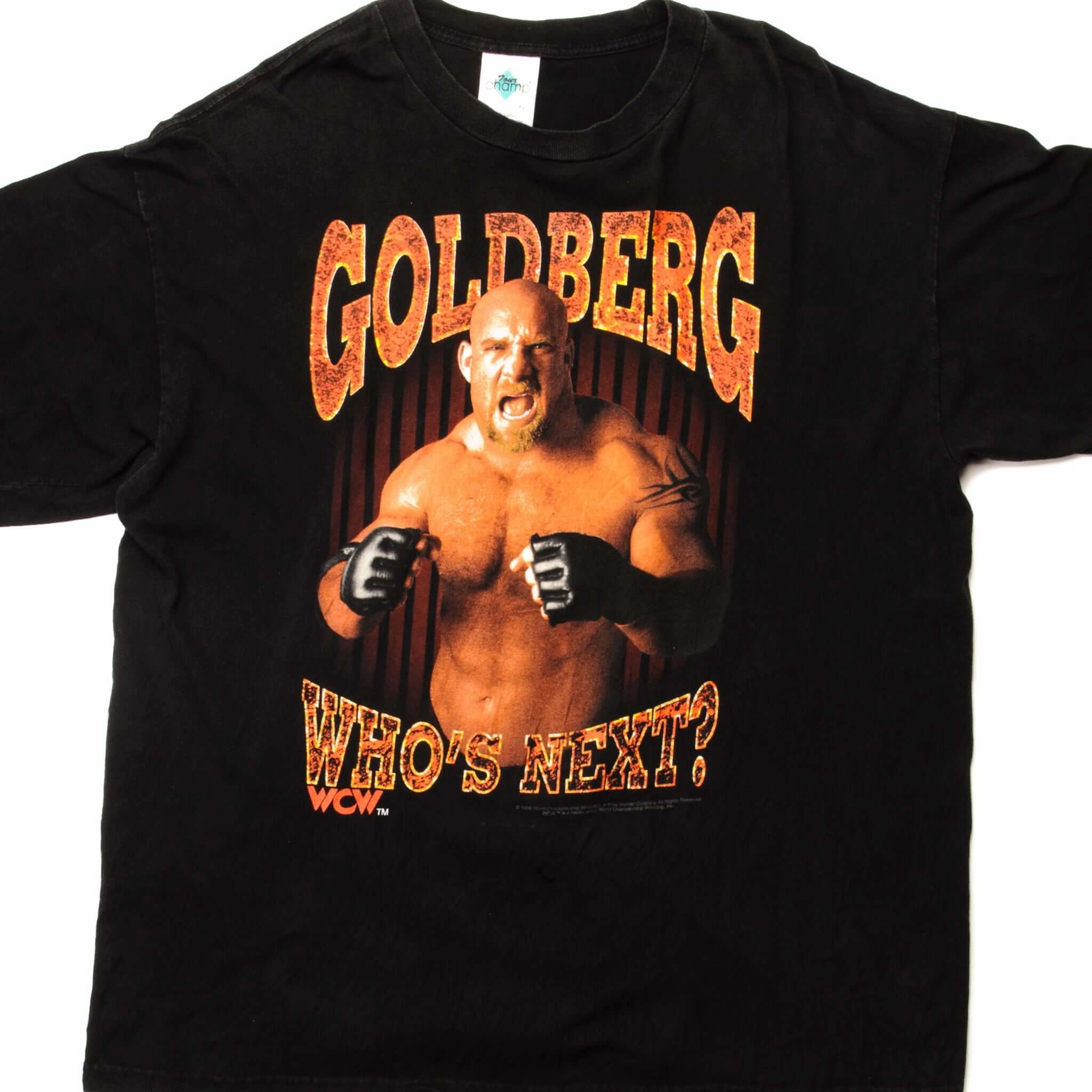 Anti Shrinkage Treatment VINTAGE WCW GOLDBERG WHO'S NEXT TEE SHIRT 1998 SIZE XL