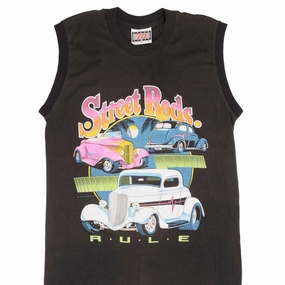 VINTAGE STREET ROADS RULE CAR TANK TOP TEE SHIRT 1980S SIZE MEDIUM Stylish Wear