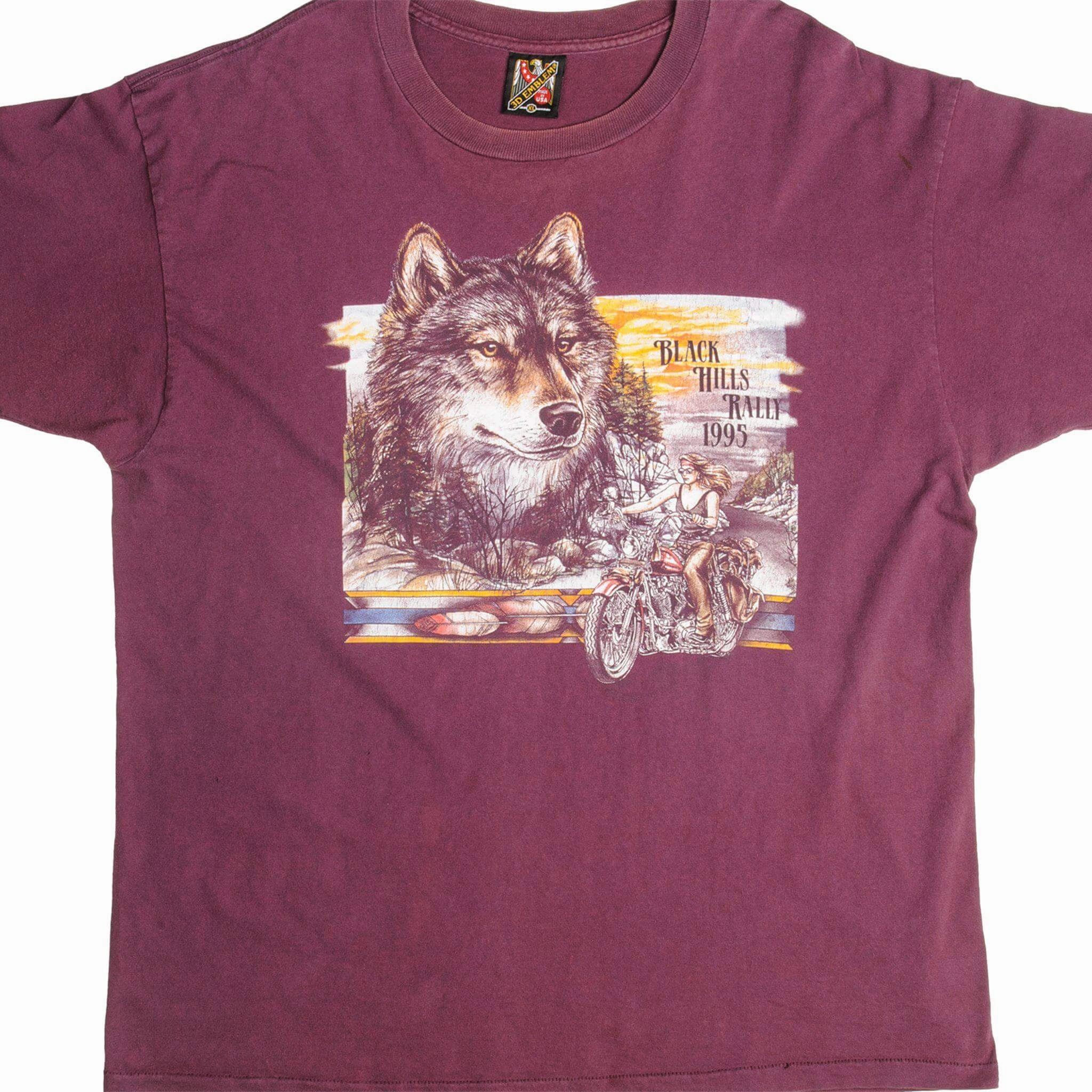 LayeringFriendly Weekend Ready VINTAGE 3D EMBLEM BLACK HILLS RALLY TEE SHIRT 1995 SIZE XL MADE IN USA