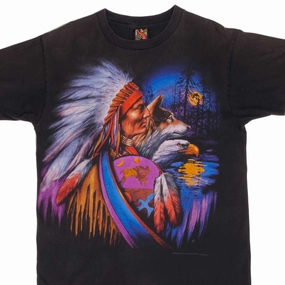 VINTAGE 3D EMBLEM INDIAN CHIEF TEE SHIRT 1993 SIZE LARGE MADE IN USA Odor Resistant Treatment