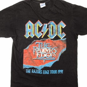 VINTAGE ACDC THE RAZORS EDGE TOUR TEE SHIRT 1991 SIZE LARGE MADE IN USA Sleeveless