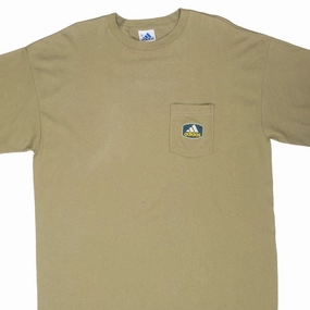 VINTAGE ADIDAS GREEN POCKET TEE SHIRT 1990S XL MADE IN USA Pilling Resistant Finish Casual and Soft