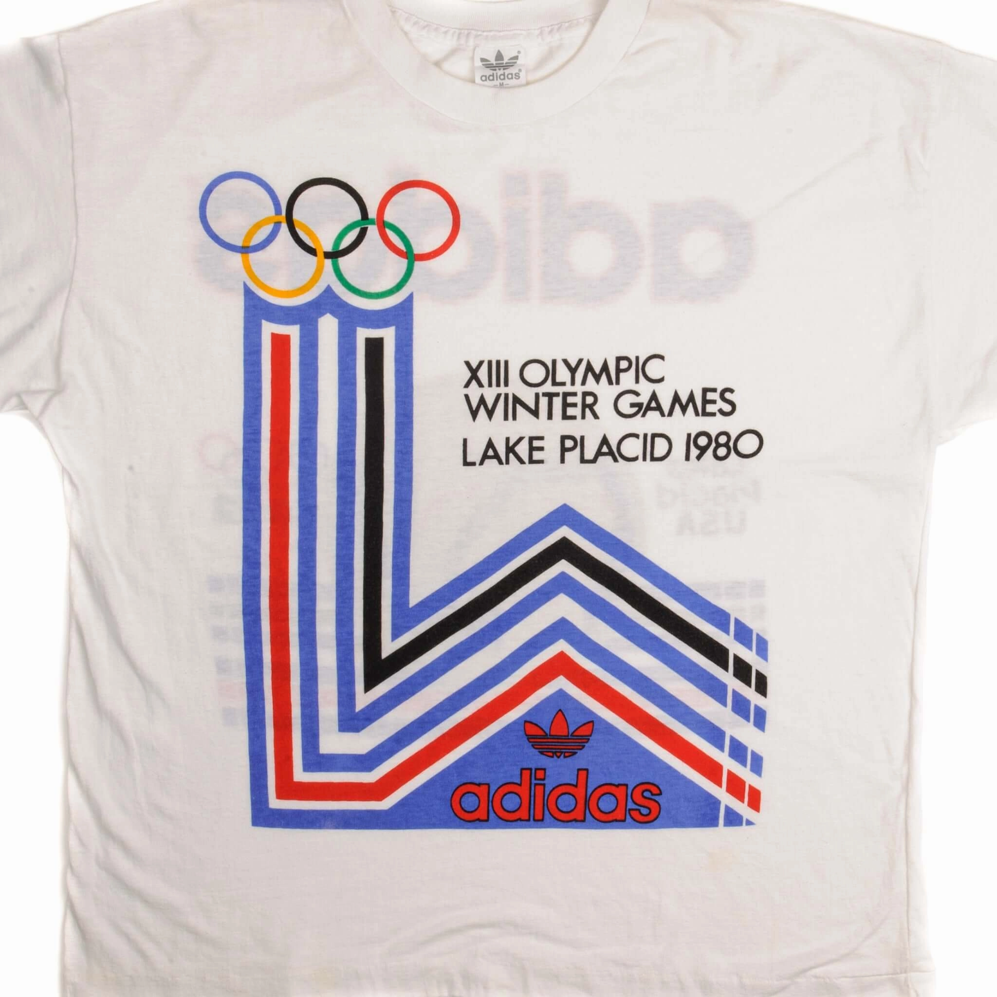 VINTAGE ADIDAS XIII OLYMPIC WINTER GAMES TEE SHIRT 1980 SIZE MEDIUM AntiStaticFinish