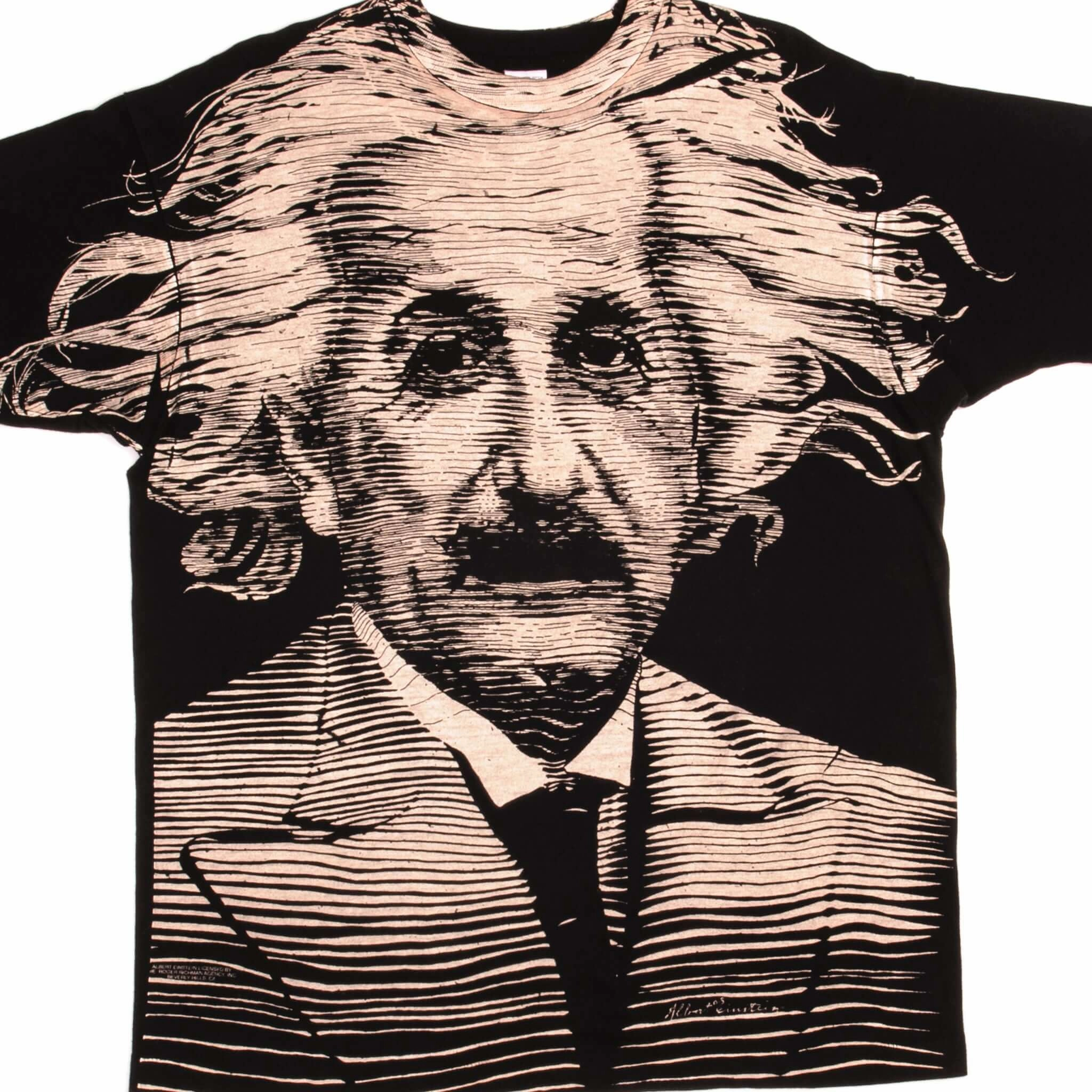 Quick Comfort Wear VINTAGE ALL OVER PRINT ALBERT EINSTEIN 1990S TEE SHIRT SIZE XL MADE IN USA